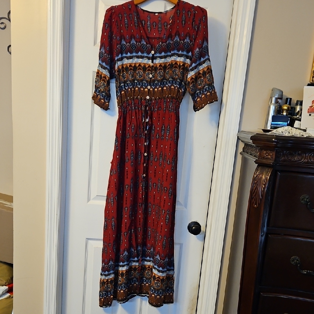 Boho Print Cotton Dress Brand New